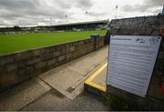 13 September 2020; Ground regulations are seen at Finn Park prior to the SSE Airtricity League Premier Division match between Finn Harps and Derry City at Finn Park in Ballybofey, Donegal. Photo by Stephen McCarthy/Sportsfile