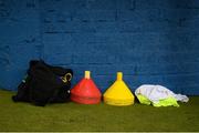 13 September 2020; Training cones and bibs are seen pitchside prior to the SSE Airtricity League Premier Division match between Finn Harps and Derry City at Finn Park in Ballybofey, Donegal. Photo by Stephen McCarthy/Sportsfile