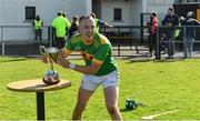 13 September 2020; Dunloy captain Paul Shiels takes the cup after the Antrim County Senior Hurling Championship Final match between Dunloy Cuchullains and Loughgiel Shamrocks at Páirc Mhic Uilín in Ballycastle, Antrim. Photo by Brendan Moran/Sportsfile