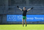 13 September 2020; Ballymun Kickhams goalkeeper Evan Comerford gives instructions to his team-mates about the opposition kick-out during the Dublin County Senior Football Championship Semi-Final match between Ballymun Kickhams and Kilmacud Crokes at Parnell Park in Dublin. Photo by Piaras Ó Mídheach/Sportsfile