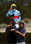 16 September 2020; Jockey Adam Farragher and A Step Too Far are lead into the winners enclosure after winning the Irish Stallion Farms EBF Fillies Handicap at Cork Racecourse in Mallow. Photo by Seb Daly/Sportsfile