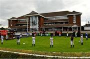 16 September 2020; Jockeys observe a minute's silence in the parade ring at Cork Racecourse in Mallow for former jockey Pat Smullen who passed away yesterday, September 15. Photo by Seb Daly/Sportsfile