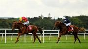 16 September 2020; Malaysian, left, with Tom Madden up, leads eventual second place Belmont Avenue, with Declan McDonogh up, on their way to winning the Watergrasshill Median Auction Maiden at Cork Racecourse in Mallow. Photo by Seb Daly/Sportsfile