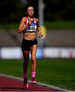 13 September 2020; Ava Costello of Trim AC, Meath, competing in the Junior Women's 3000m during day two of the Irish Life Health National Junior Track and Field Championships at Morton Stadium in Santry, Dublin. Photo by Ben McShane/Sportsfile