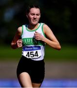 13 September 2020; Triona Nicdhonaill of Raheny Shamrock AC, Dublin, competing in the Junior Women's 3000m during day two of the Irish Life Health National Junior Track and Field Championships at Morton Stadium in Santry, Dublin. Photo by Ben McShane/Sportsfile