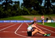 13 September 2020; Joanne Loftus of Moy Valley AC, Mayo, recovers after competing in the Junior Women's 3000m during day two of the Irish Life Health National Junior Track and Field Championships at Morton Stadium in Santry, Dublin. Photo by Ben McShane/Sportsfile