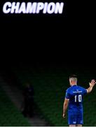 4 September 2020; Jonathan Sexton of Leinster is seen under perimeter advertising signage during the Guinness PRO14 Semi-Final match between Leinster and Munster at the Aviva Stadium in Dublin. Photo by Brendan Moran/Sportsfile