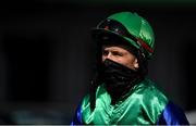 17 September 2020; Jockey James O'Sullivan prior to the Dunmore East Handicap Hurdle at Tramore Racecourse in Waterford. Photo by Harry Murphy/Sportsfile