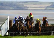 17 September 2020; Jack Holiday, with Darragh O'Keeffe up, jump the third during the Kilmeaden Handicap Steeplechase at Tramore Racecourse in Waterford. Photo by Harry Murphy/Sportsfile