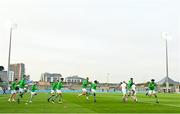 17 September 2020; Shamrock Rovers players warm-up prior to the UEFA Europa League Second Qualifying Round match between Shamrock Rovers and AC Milan at Tallaght Stadium in Dublin. Photo by Seb Daly/Sportsfile
