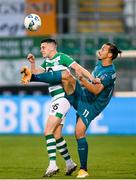 17 September 2020; Gary O'Neill of Shamrock Rovers in action against Zlatan Ibrahimovic of AC Milan during the UEFA Europa League Second Qualifying Round match between Shamrock Rovers and AC Milan at Tallaght Stadium in Dublin. Photo by Stephen McCarthy/Sportsfile