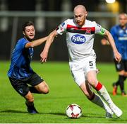 17 September 2020; Chris Shields of Dundalk in action against Reyes of Inter Escaldes during the UEFA Europa League Second Qualifying Round match between Inter Escaldes and Dundalk at Estadi Comunal d'Andorra la Vella in Andorra. Photo by Manuel Blondeau/Sportsfile