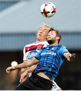 17 September 2020; Greg Sloggett of Dundalk in action against Albert Reyes of Inter Escaldes during the UEFA Europa League Second Qualifying Round match between Inter Escaldes and Dundalk at Estadi Comunal d'Andorra la Vella in Andorra. Photo by Manuel Blondeau/Sportsfile