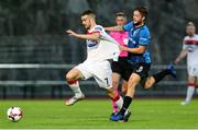 17 September 2020; Michael Duffy of Dundalk in action against Albert Reyes of Inter Escaldes during the UEFA Europa League Second Qualifying Round match between Inter Escaldes and Dundalk at Estadi Comunal d'Andorra la Vella in Andorra. Photo by Manuel Blondeau/Sportsfile