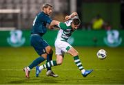 17 September 2020; Ronan Finn of Shamrock Rovers in action against Theo Hernández of AC Milan during the UEFA Europa League Second Qualifying Round match between Shamrock Rovers and AC Milan at Tallaght Stadium in Dublin. Photo by Stephen McCarthy/Sportsfile