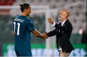 17 September 2020; AC Milan manager Stefano Pioli with Zlatan Ibrahimovic following the UEFA Europa League Second Qualifying Round match between Shamrock Rovers and AC Milan at Tallaght Stadium in Dublin. Photo by Stephen McCarthy/Sportsfile