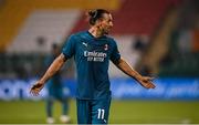 17 September 2020; Zlatan Ibrahimovic of AC Milan during the UEFA Europa League Second Qualifying Round match between Shamrock Rovers and AC Milan at Tallaght Stadium in Dublin. Photo by Stephen McCarthy/Sportsfile