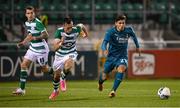 17 September 2020; Brahim Díaz of AC Milan in action against Aaron McEneff of Shamrock Rovers during the UEFA Europa League Second Qualifying Round match between Shamrock Rovers and AC Milan at Tallaght Stadium in Dublin. Photo by Stephen McCarthy/Sportsfile