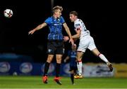 17 September 2020; David McMillan of Dundalk in action against Raul Mihai Feher of Inter Escaldes during the UEFA Europa League Second Qualifying Round match between Inter Escaldes and Dundalk at Estadi Comunal d'Andorra la Vella in Andorra. Photo by Manuel Blondeau/Sportsfile