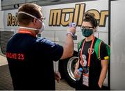 18 September 2020; Keeva Keenan has her temperature taken ahead of a Republic of Ireland women's training session at Stadion Essen in Essen, Germany. Photo by Lukas Schulze/Sportsfile