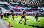 18 September 2020; Megan Connolly warms up during a Republic of Ireland women's training session at Stadion Essen in Essen, Germany. Photo by Lukas Schulze/Sportsfile
