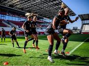 18 September 2020; Denise O'Sullivan, Leanne Kieran, Rianna Jarrett and Louise Quinn during a Republic of Ireland women's training session at Stadion Essen in Essen, Germany. Photo by Lukas Schulze/Sportsfile