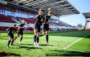 18 September 2020; Keeva Keenan and Hayley Nolan, right, during a Republic of Ireland women's training session at Stadion Essen in Essen, Germany. Photo by Lukas Schulze/Sportsfile