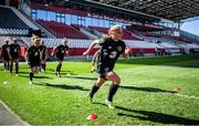 18 September 2020; Ellen Molloy warms up during a Republic of Ireland women's training session at Stadion Essen in Essen, Germany. Photo by Lukas Schulze/Sportsfile