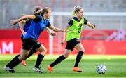 18 September 2020; Denise O'Sullivan and Kyra Carusa, left, during a Republic of Ireland women's training session at Stadion Essen in Essen, Germany. Photo by Lukas Schulze/Sportsfile