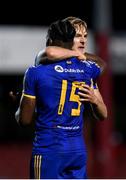 18 September 2020; Andre Wright, 15, is congratulated by his Bohemians team-mate Kris Twardek after scoring his side's first goal during the SSE Airtricity League Premier Division match between Sligo Rovers and Bohemians at The Showgrounds in Sligo. Photo by Stephen McCarthy/Sportsfile