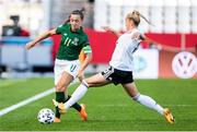 19 September 2020; Katie McCabe of Republic of Ireland in action against Giulia Gwinn of Germany during the UEFA Women's 2021 European Championships Qualifier Group I match between Germany and Republic of Ireland at Stadion Essen in Essen, Germany. Photo by Marcel Kusch/Sportsfile