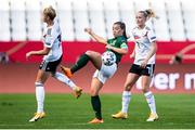 19 September 2020; Katie McCabe of Republic of Ireland in action against Giulia Gwinn, left, and Lea Schüller of Germany during the UEFA Women's 2021 European Championships Qualifier Group I match between Germany and Republic of Ireland at Stadion Essen in Essen, Germany. Photo by Marcel Kusch/Sportsfile