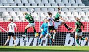 19 September 2020; Diane Caldwell, 7, of Republic of Ireland clears the ball from Lea Schüller, 7, of Germany during the UEFA Women's 2021 European Championships Qualifier Group I match between Germany and Republic of Ireland at Stadion Essen in Essen, Germany. Photo by Marcel Kusch/Sportsfile