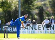 19 September 2020; Dwayne McGerrigle of Donemana bowls during the All-Ireland T20 Cup Final match between YMCA and Donemana at CIYMS Cricket Club in Belfast. Photo by Sam Barnes/Sportsfile