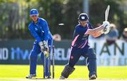 19 September 2020; Robert Gamble of YMCA is bowled by Andy McBrine of Donemana as Billy Dougherty watches on during the All-Ireland T20 Cup Final match between YMCA and  Donemana at CIYMS Cricket Club in Belfast. Photo by Sam Barnes/Sportsfile