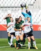 19 September 2020; Marie Hourihan of Republic of Ireland gathers the ball during the UEFA Women's 2021 European Championships Qualifier Group I match between Germany and Republic of Ireland at Stadion Essen in Essen, Germany. Photo by Marcel Kusch/Sportsfile