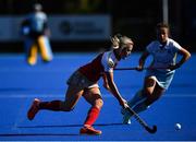 19 September 2020; Olivia Berry of Pegasus in action against Amy Elliot of UCD during the Women's Hockey Irish Senior Cup Final match between Pegasus and UCD at Lisnagarvey Hockey Club in Lisburn, Down. Photo by Seb Daly/Sportsfile