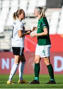 19 September 2020; Sydney Lohmann of Germany with Louise Quinn of Republic of Ireland following the UEFA Women's 2021 European Championships Qualifier Group I match between Germany and Republic of Ireland at Stadion Essen in Essen, Germany. Photo by Marcel Kusch/Sportsfile