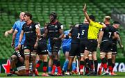 19 September 2020; Maro Itoje of Saracens celebrates a scrum penalty during the Heineken Champions Cup Quarter-Final match between Leinster and Saracens at the Aviva Stadium in Dublin. Photo by Ramsey Cardy/Sportsfile