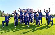 19 September 2020; The YMCA team celebrate with the cup following the All-Ireland T20 Cup Final match between YMCA and Donemana at CIYMS Cricket Club in Belfast. Photo by Sam Barnes/Sportsfile