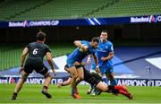 19 September 2020; Robbie Henshaw of Leinster is tackled by Brad Barritt of Saracens during the Heineken Champions Cup Quarter-Final match between Leinster and Saracens at the Aviva Stadium in Dublin. Photo by Ramsey Cardy/Sportsfile