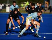 19 September 2020; Alex Flynn of UCD in action against Andy Edgar of Lisnagarvey during the Men's Hockey Irish Senior Cup Final match between Lisnagarvey and UCD at Lisnagarvey Hockey Club in Lisburn, Down. Photo by Seb Daly/Sportsfile
