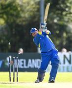 19 September 2020; Gary McClintock of Donemana is bowled by Curtis Campher of YMCA during the All-Ireland T20 Cup Final match between YMCA and Donemana at CIYMS Cricket Club in Belfast. Photo by Sam Barnes/Sportsfile