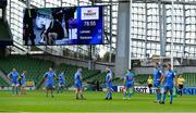 19 September 2020; Leinster players wait for Alex Goode of Saracens to kick a late penalty during the Heineken Champions Cup Quarter-Final match between Leinster and Saracens at Aviva Stadium in Dublin. Photo by Brendan Moran/Sportsfile