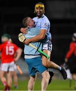19 September 2020; Thomas Grimes of Na Piarsaigh and Na Piarsaigh manager Kieran Bermingham celebrate following the Limerick County Senior Hurling Championship Final match between Doon and Na Piarsaigh at LIT Gaelic Grounds in Limerick. Photo by Matt Browne/Sportsfile