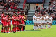 20 September 2020; Both teams line up ahead of the Heineken Champions Cup Quarter-Final match between Toulouse and Ulster at Stade Ernest Wallon in Toulouse, France. Photo by Manuel Blondeau/Sportsfile