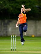 20 September 2020; Alana Dalzell of Scorchers bowls a delivery during the Women's Super Series match between Typhoons and Scorchers at Merrion Cricket Club in Dublin. Photo by Seb Daly/Sportsfile
