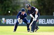 20 September 2020; Jacob Mulder of CIYMS plays a shot watched by JJ Cassidy of YMCA during the All-Ireland T20 European Cricket League Play-Off match between CIYMS and YMCA at CIYMS Cricket Club in Belfast. Photo by Sam Barnes/Sportsfile