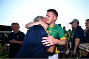 20 September 2020; Sean Munsell of Kilmoyley is congratulated by supporter Brendan McElligot following the Kerry County Senior Hurling Championship Final match between Kilmoyley and Causeway at Austin Stack Park in Tralee, Kerry. Photo by David Fitzgerald/Sportsfile