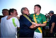 20 September 2020; Sean Munsell of Kilmoyley is congratulated by supporter Brendan McElligot following the Kerry County Senior Hurling Championship Final match between Kilmoyley and Causeway at Austin Stack Park in Tralee, Kerry. Photo by David Fitzgerald/Sportsfile